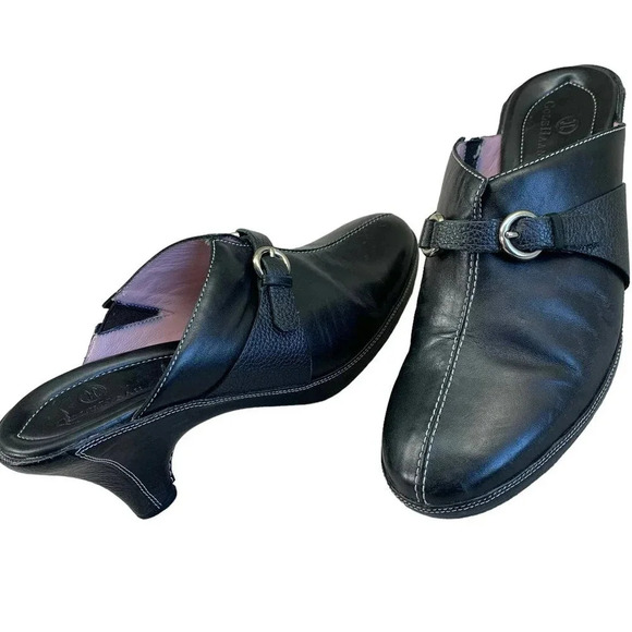 Cole Haan Leather Kitten Heels Mules Clog Slip On Shoes Women Size 8.5 B Black - Picture 1 of 14